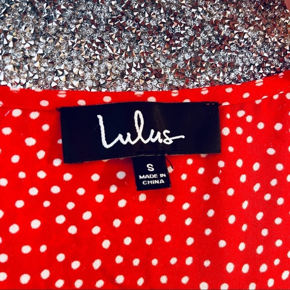 Lulu’s Red & White Polka Dot Love is Enough Wrap Top Blouse Small - Picture 10 of 11
